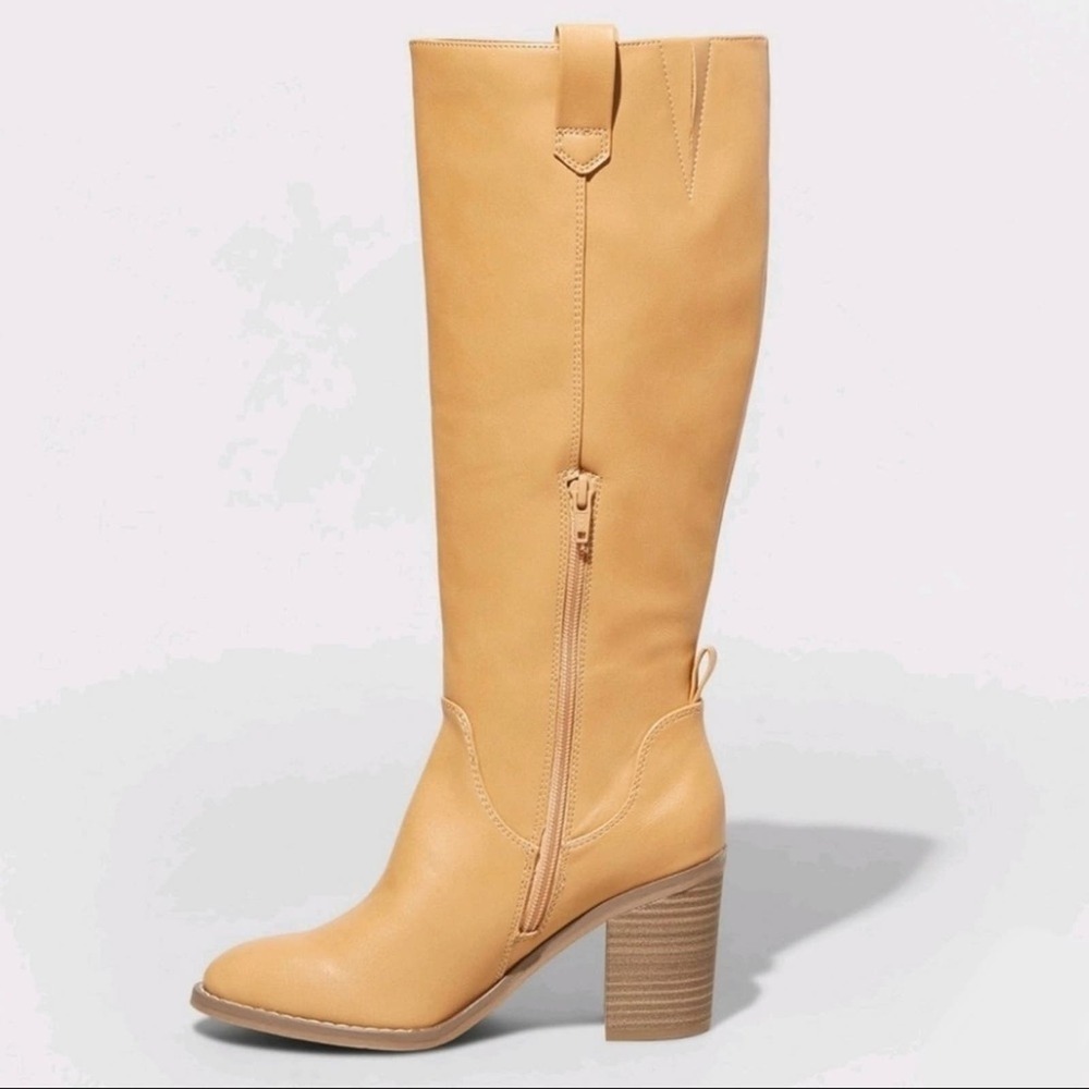 Universal Thread Tan Davina Heeled Riding Boots NWT chunky heel - Picture 2 of 9